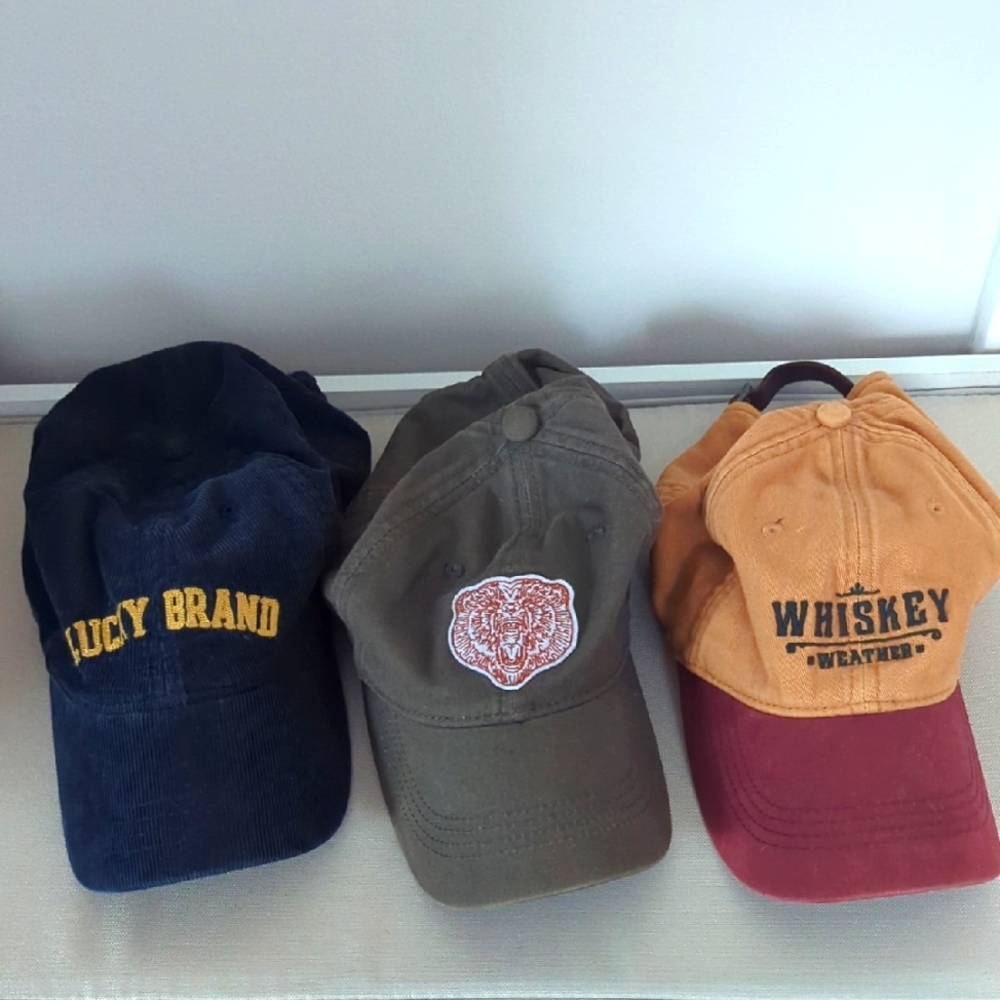 Lucky Brand Caps Bundle- Black, Olive, Orange- NEW